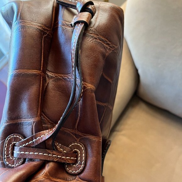 Vintage Dooney & Bourke Chiara Tote East West bag Croco Embossed Leather Brown - Picture 14 of 16